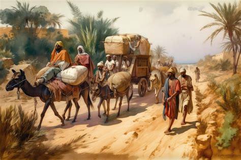 Premium Photo | Caravan of merchants and their goods traveling the ancient trade route created ...