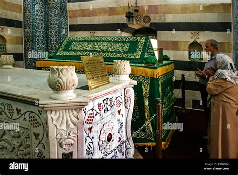 Saladin. Salah Al-Din Al-Ayoubi tomb, and an empty marble gift of ...