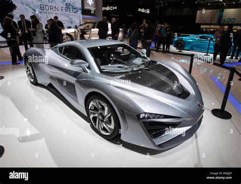 Geneva. 6th Mar, 2019. Photo taken on March 6, 2019 shows the Arcfox-GT electric vehicle at the ...