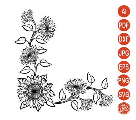 Sunflower Clipart Black And White