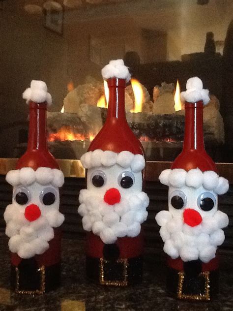 Santa wine bottles | Wine bottle crafts christmas, Wine bottle ...