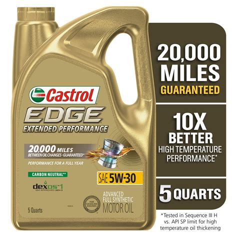 Castrol EDGE Extended Performance 5W-30 Advanced Full Synthetic Motor ...