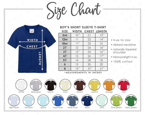 Blanks Boutique Boys Short Sleeve T-shirt Size Color Chart - Etsy