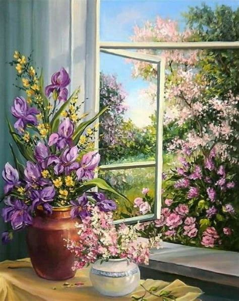 Windows | Nature art painting, Flower art painting, Beautiful paintings ...