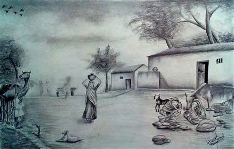 Village Scenery Sketch: Capturing the Beauty of Rural Life