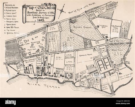 OLD CHELSEA: Map based on Hamilton's 1664 survey. SMALL, 1900 Stock Photo - Alamy