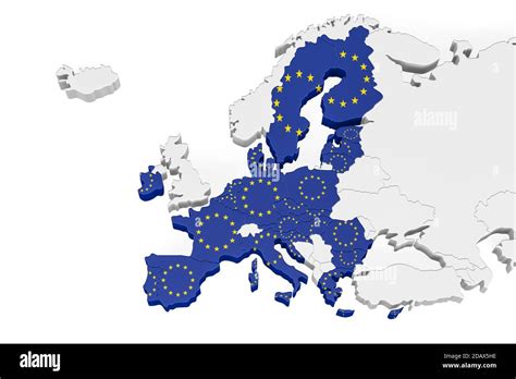 Europe 3d map with marked borders - European Union member states on a ...