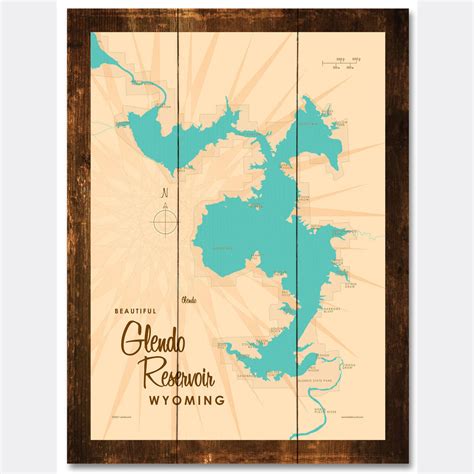 Glendo Reservoir Wyoming, Rustic Wood Sign Map Art – Lakebound®