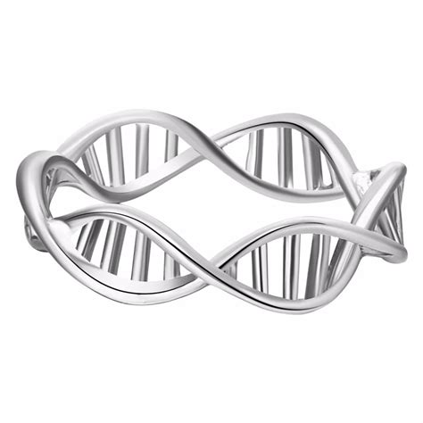 Kinitial 3D DNA Double Helix Rings Silver Gold Infinity DNA Ring Finger Encircle Jewelry for ...