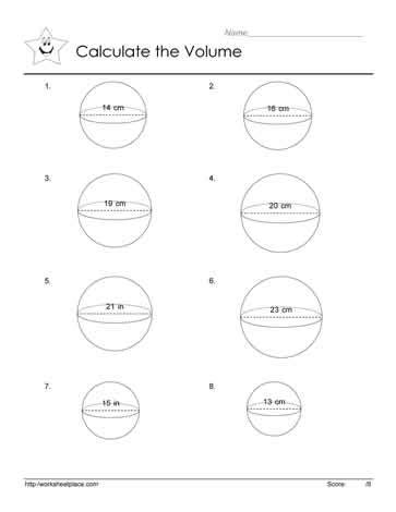 Volume Of Sphere Worksheets