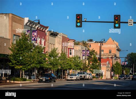 Historic buildings in downtown DeKalb, Illinois, a town along the Lincoln Highway Stock Photo ...