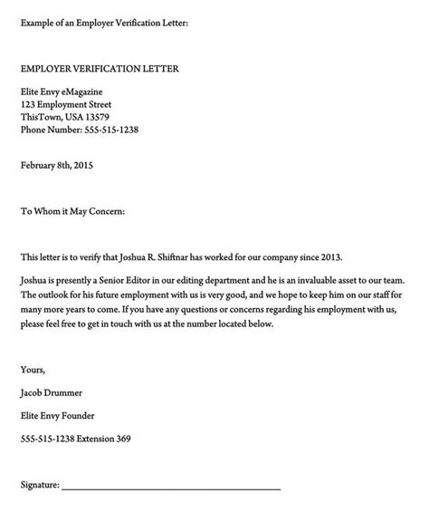 Letter Verification Of Employment For Your Needs - Letter Template Collection