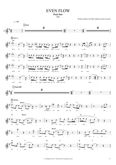 Even Flow Tab by Pearl Jam (Guitar Pro) - Full Score | mySongBook