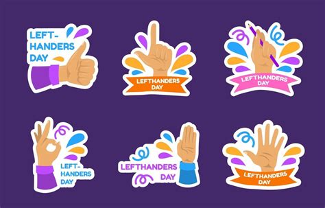 Left Handers Day Sticker Collection 3094917 Vector Art at Vecteezy