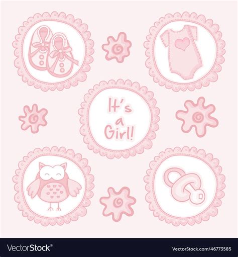 Pink for a baby girl announcement Royalty Free Vector Image