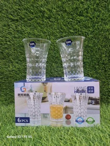 Crystal Glass Set 300 ml Aquatic Glasses Set of 6Pcs, Perfect for Home Juice Water Mojito Glass ...