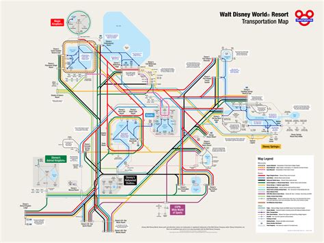 350 buses, 12 trenes, varios barcos: la alucinante red de transporte de Disney World, en un mapa