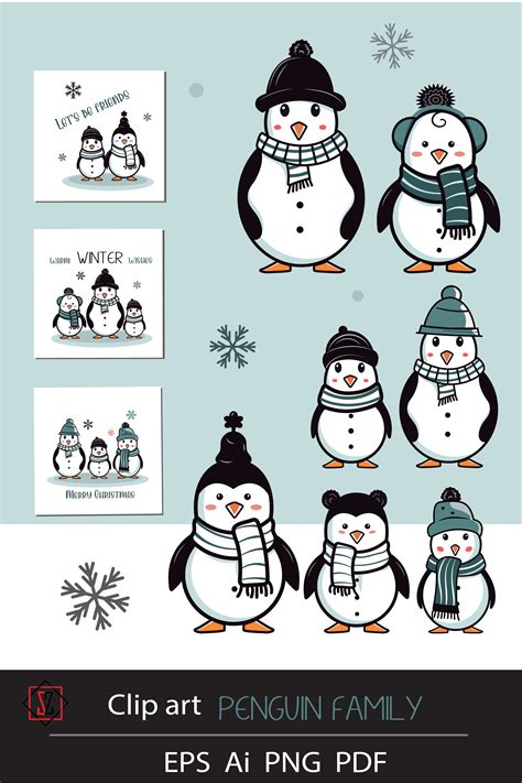 Penguin family. Clipart