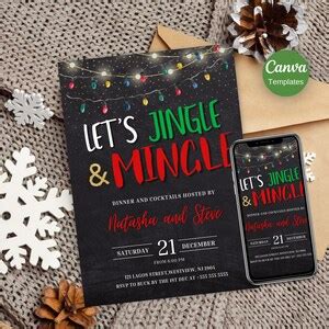 Jingle and Mingle Invitation, Digital Christmas Party Invitation, Annual Christmas Party ...