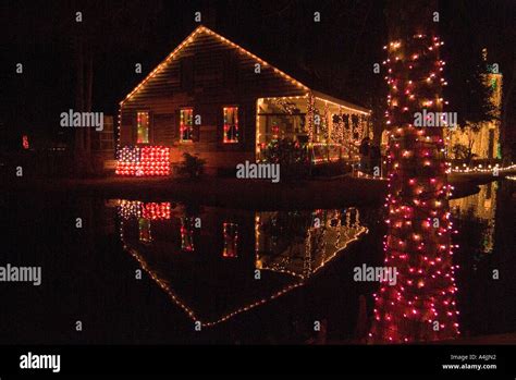 Christmas lights, Acadian Village, Louisiana Stock Photo - Alamy