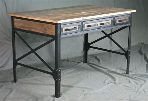 Vintage Style Industrial Desk With Drawers – Combine 9 | Industrial ...