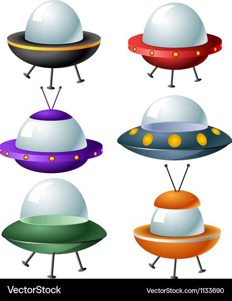 Cartoon ufo set Royalty Free Vector Image - VectorStock