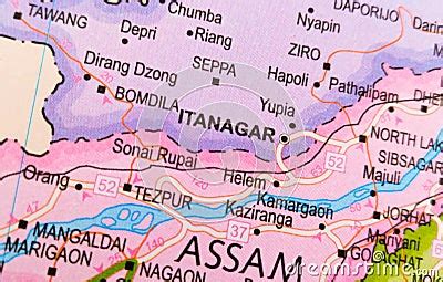 Itanagar Map, Capital Of Arunachal Pradesh On A Colourful Map Of India Royalty-Free Stock Photo ...