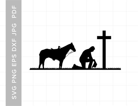 Praying Cowboy And Horse Silhouette