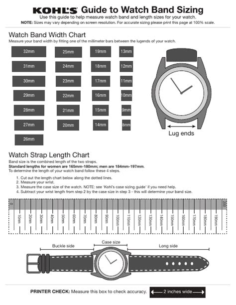 Printable Watch Band Size Chart - Printable World Holiday