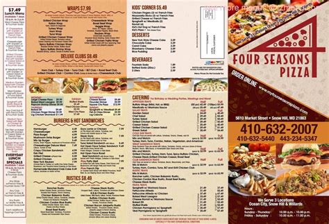 Online Menu of Four seasons pizza Restaurant, Snow Hill, Maryland, 21863 - Zmenu