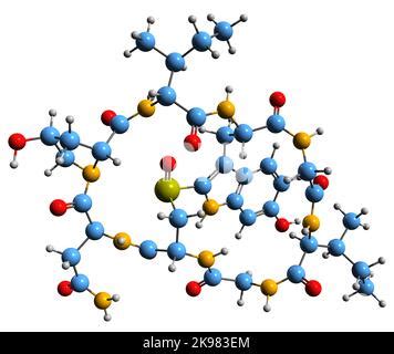 3D image of alpha-Amanitin skeletal formula - molecular chemical structure of amatoxin isolated ...