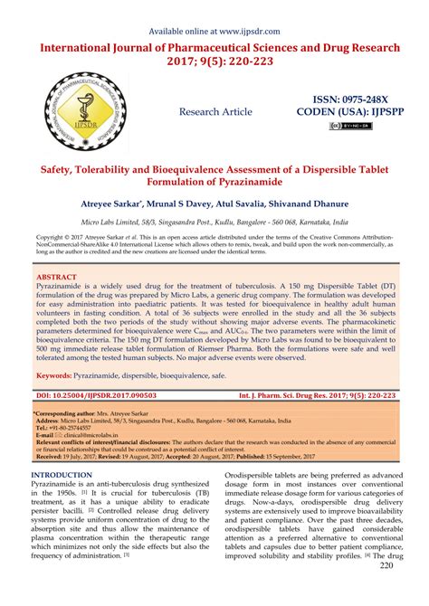 (PDF) Safety, Tolerability and Bioequivalence Assessment of a ...