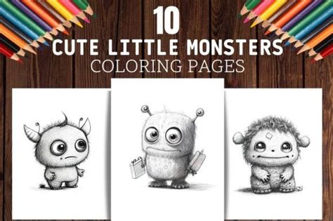 Cute Little Monsters Coloring Pages Graphic by Bonobo Digital ...