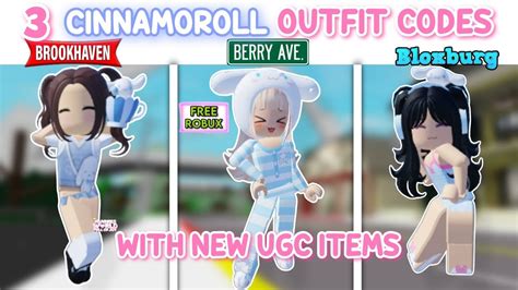 3 CINNAMOROLL OUTFIT ID CODES USING NEW UGC ITEMS FOR BROOKHAVEN 🏡RP, BERRY AVENUE & BLOXBURG 💙 ...