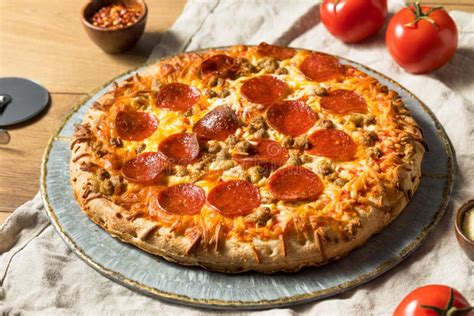 Homemade Meat Lovers Pepperoni Pizza Stock Image - Image of italy ...