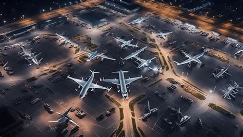 Premium AI Image | Aerial top view on aeroport with parked airplanes in ...