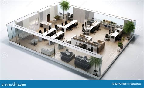 Modern Floor Plan Office Furniture Stock Illustration - Illustration of ...