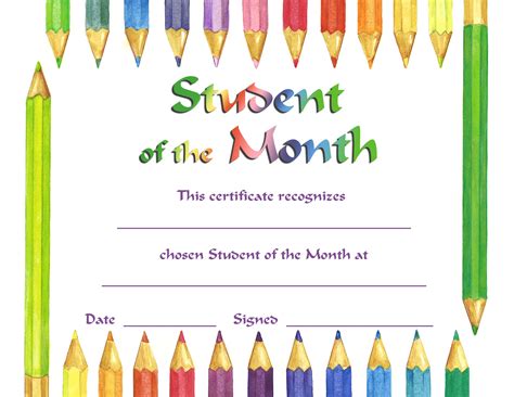 Free Printable Student Of the Month Certificate Templates | Certificate templates, Student of ...