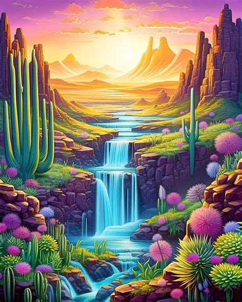 Desert Waterfall | AI Generated Art Gallery