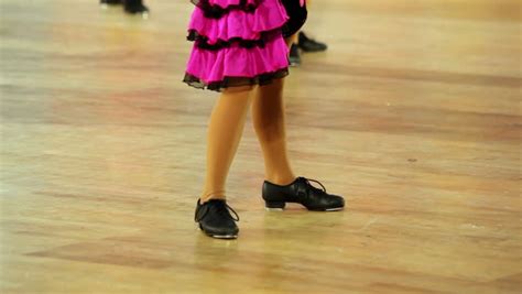 Girl In Shoes With Taps And Pink Skirt Tap Dance, Only Legs Are Visible ...