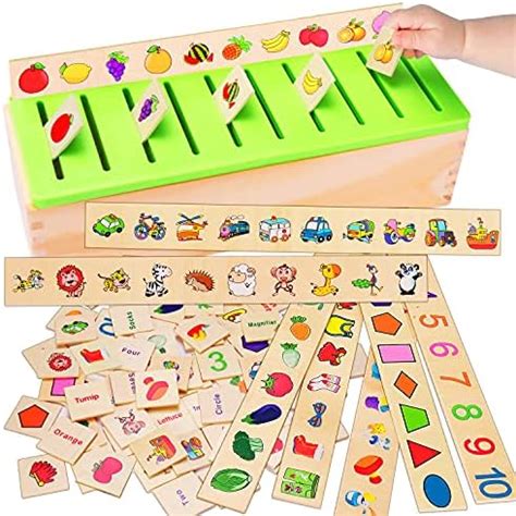 Wooden Montessori Toys for Toddlers Learning Activities Sorting Box ...