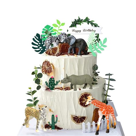 Buy BANBALLON Jungle Animal Cake Topper, 25 PCS, for Birthday, Baby Shower, Safari Party ...