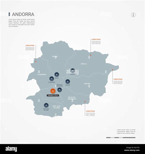 Andorra with borders, cities, capital Andorra la Vella and ...