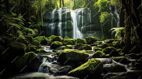 Premium AI Image | A waterfall in the forest