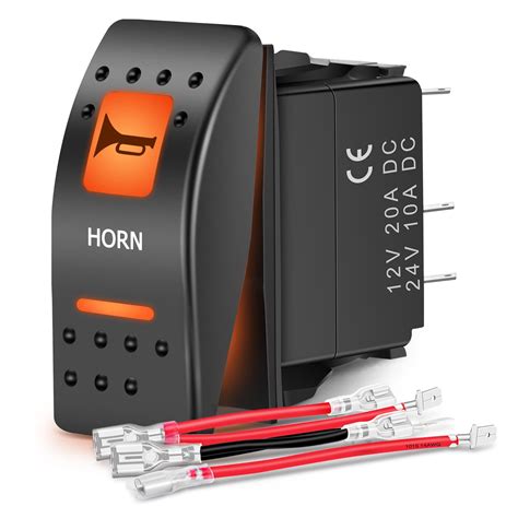 Nilight UTV Horn Rocker Switch Momentary On Off 5 PIN SPST LED Light Bar Switches w/Orange ...