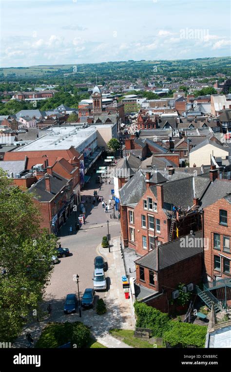 An aerial view of Chesterfield town centre, Derbyshire England UK Stock ...