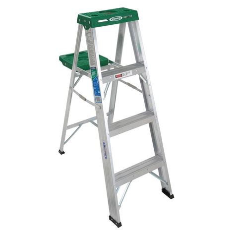 Werner 4 ft. Aluminum Step Ladder with 225 lb. Load Capacity Type II Duty Rating-354 - The Home ...