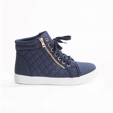 Soho Shoes - Soho Shoes Women's Leatherette Quilted Zipper Lace Up High Top Sneakers - Walmart ...