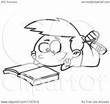 Cartoon Clipart Of A Black And White Boy Reading Catalog  Vector sketch template