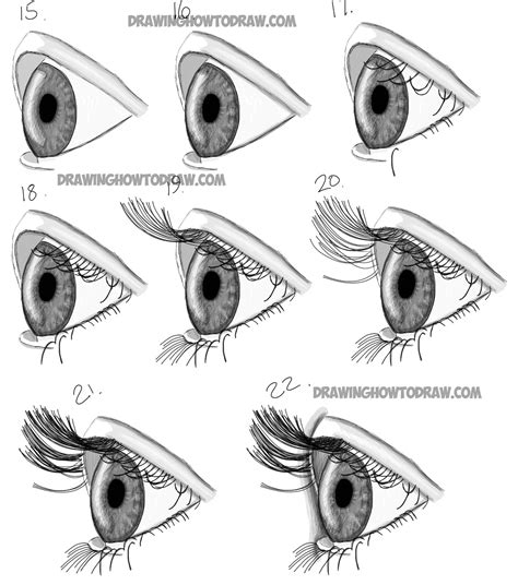 How to Draw Realistic Eyes from the Side Profile View - Step by Step Drawing Tutorial - How to ...